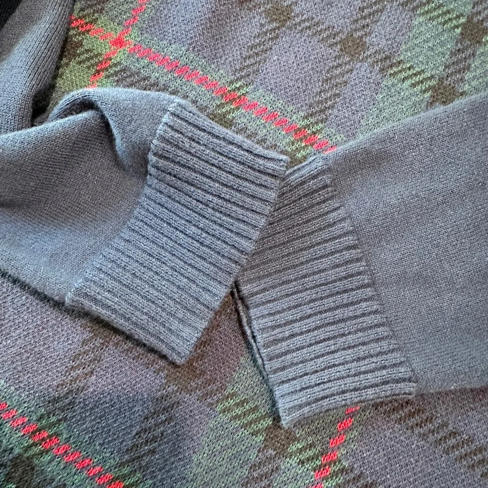 Talbots Button Turtleneck Sweater Size Medium Blue Plaid - Picture 6 of 8